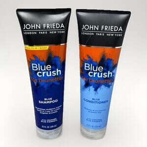 John Frieda Blue Crush for Brunettes Blue Shampoo & Conditioner Set 6 FL Oz Ea